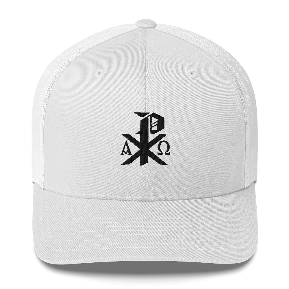 Chi-Rho Trucker Cap - White – Holy Inferno Armor