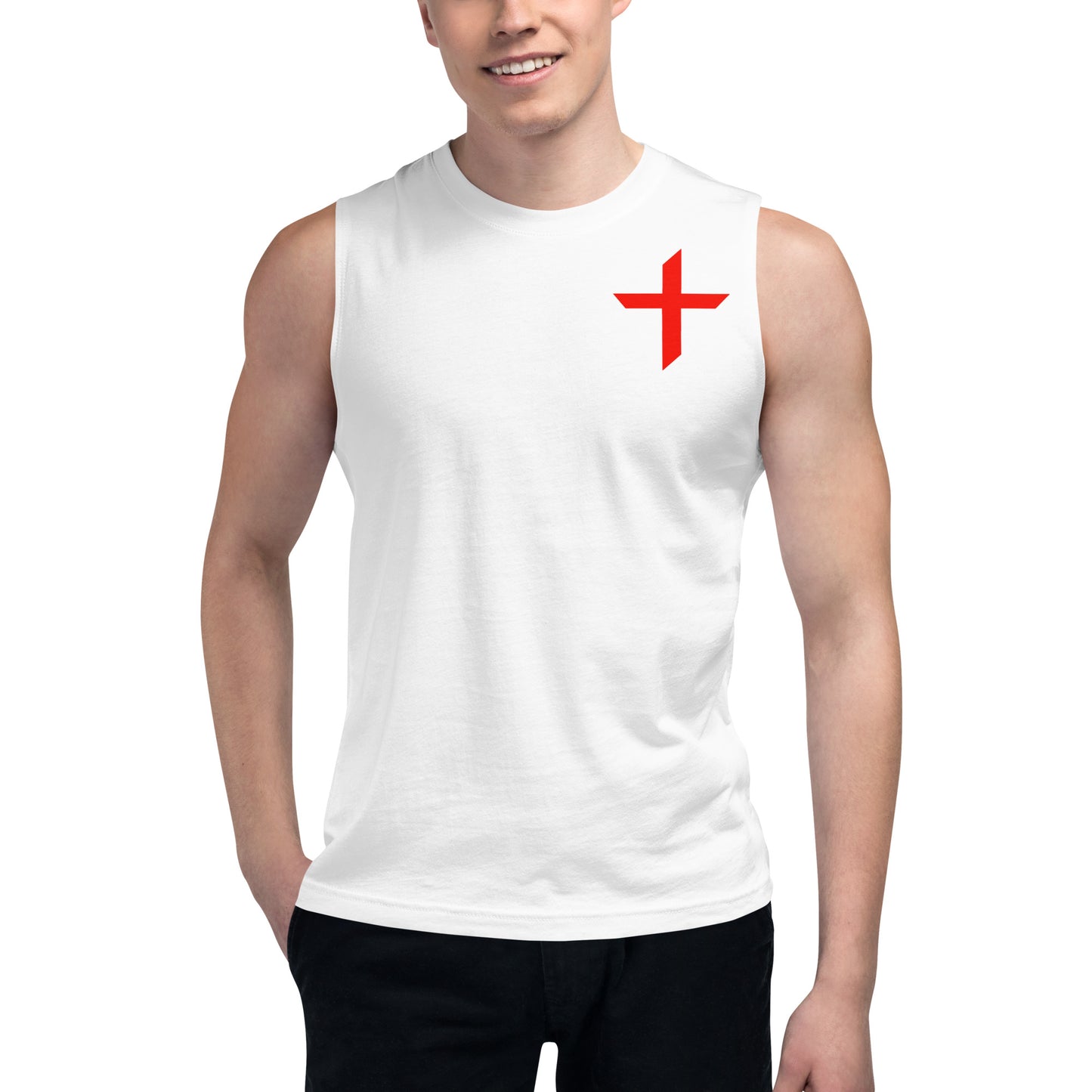 Crusaderbrah Tank Top (White/Red)