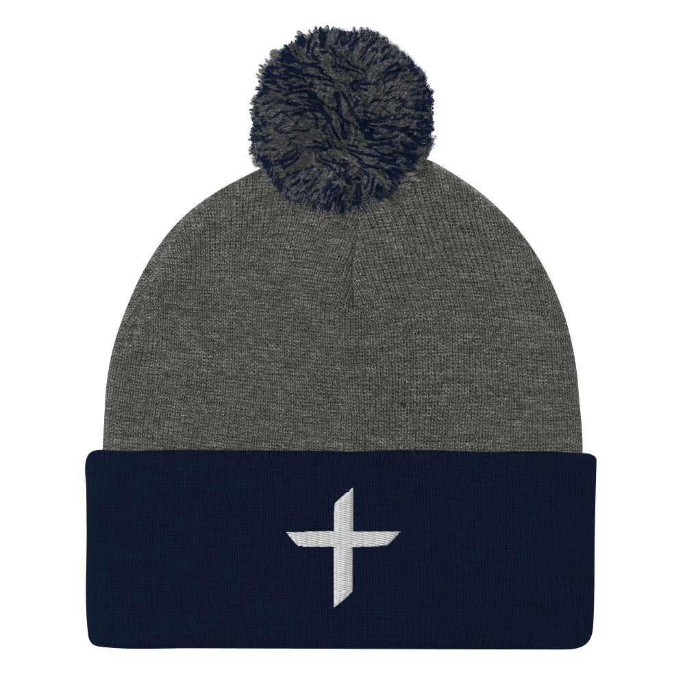 Cross Pom-Pom Beanie