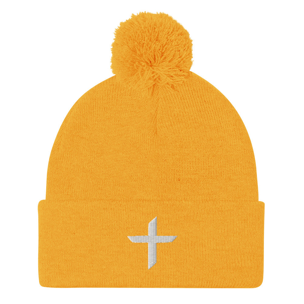 Cross Pom-Pom Beanie