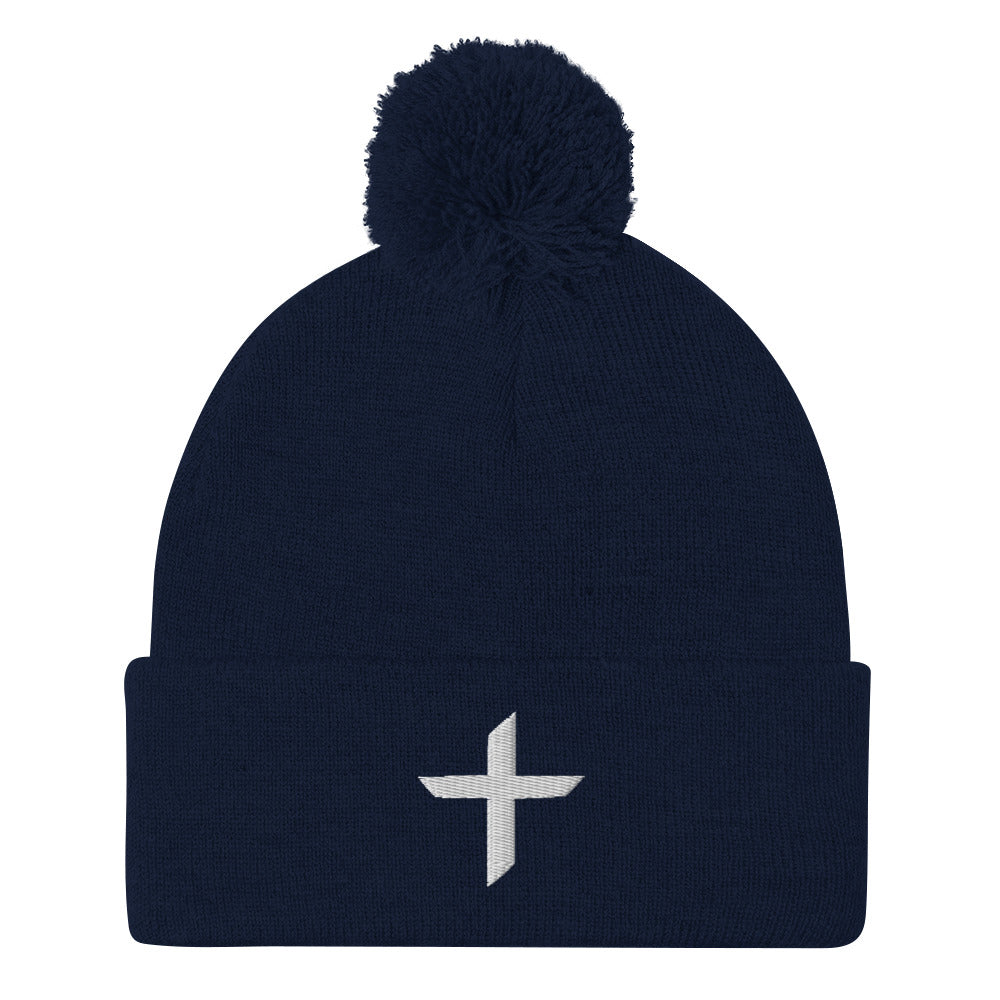 Cross Pom-Pom Beanie