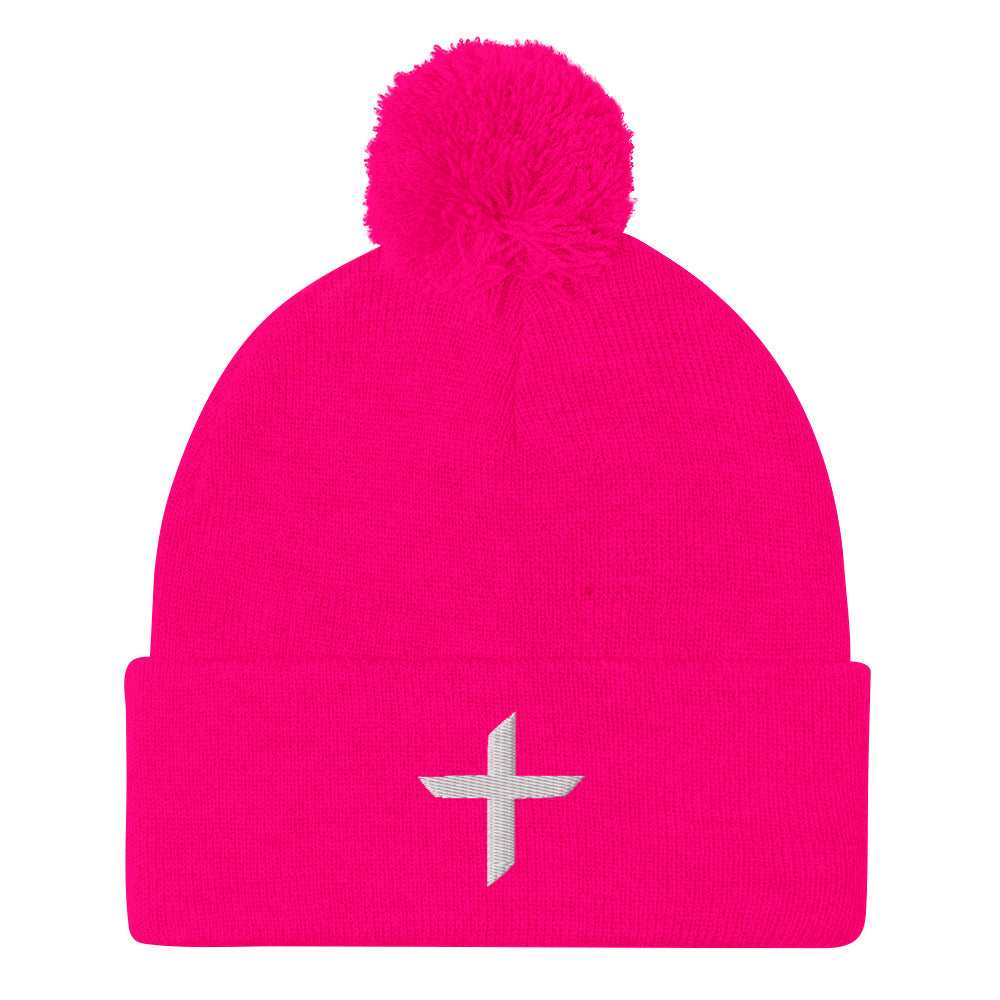 Cross Pom-Pom Beanie