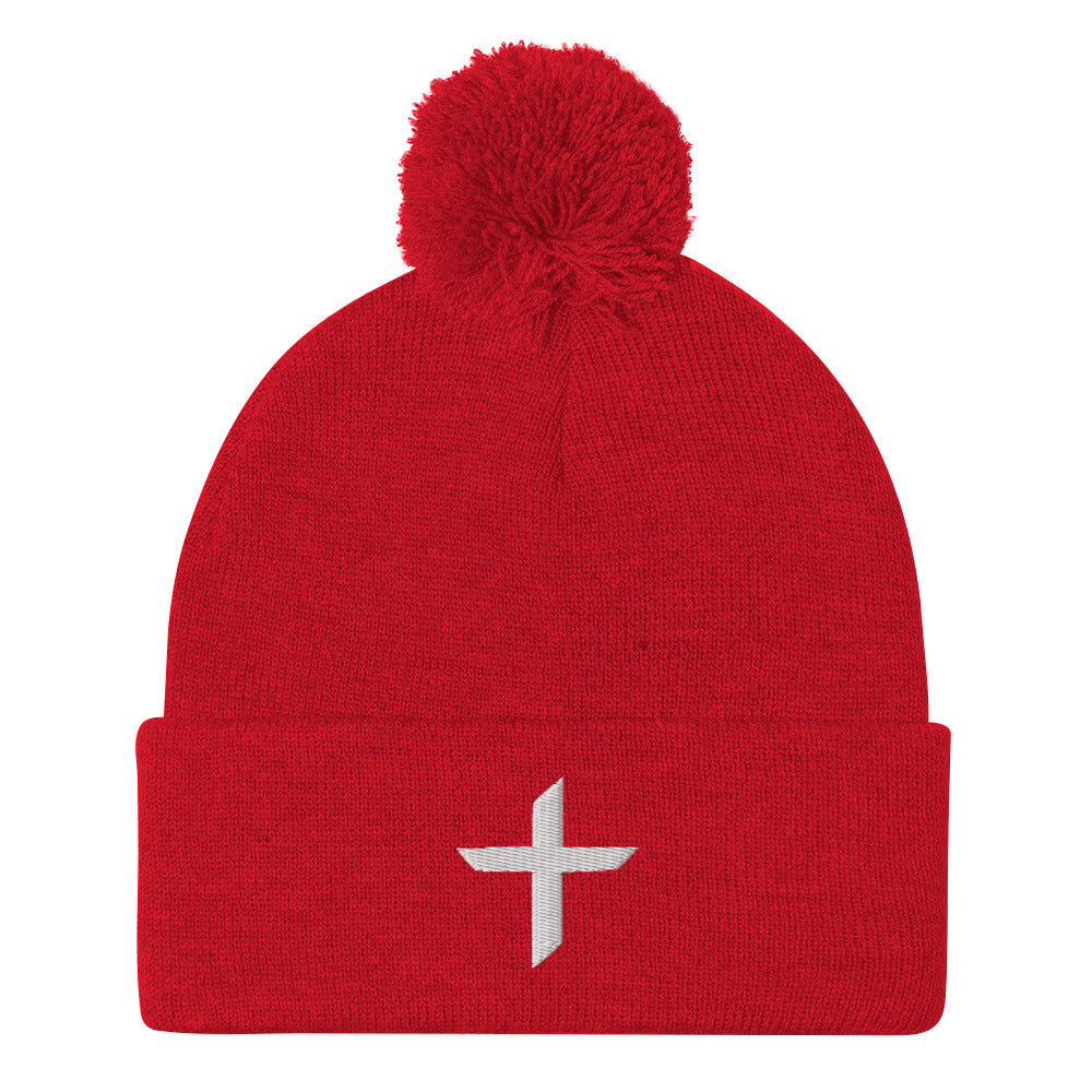 Cross Pom-Pom Beanie