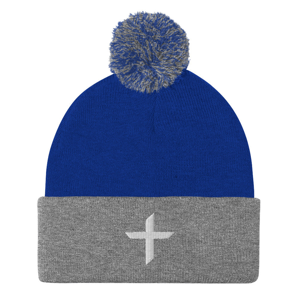 Cross Pom-Pom Beanie